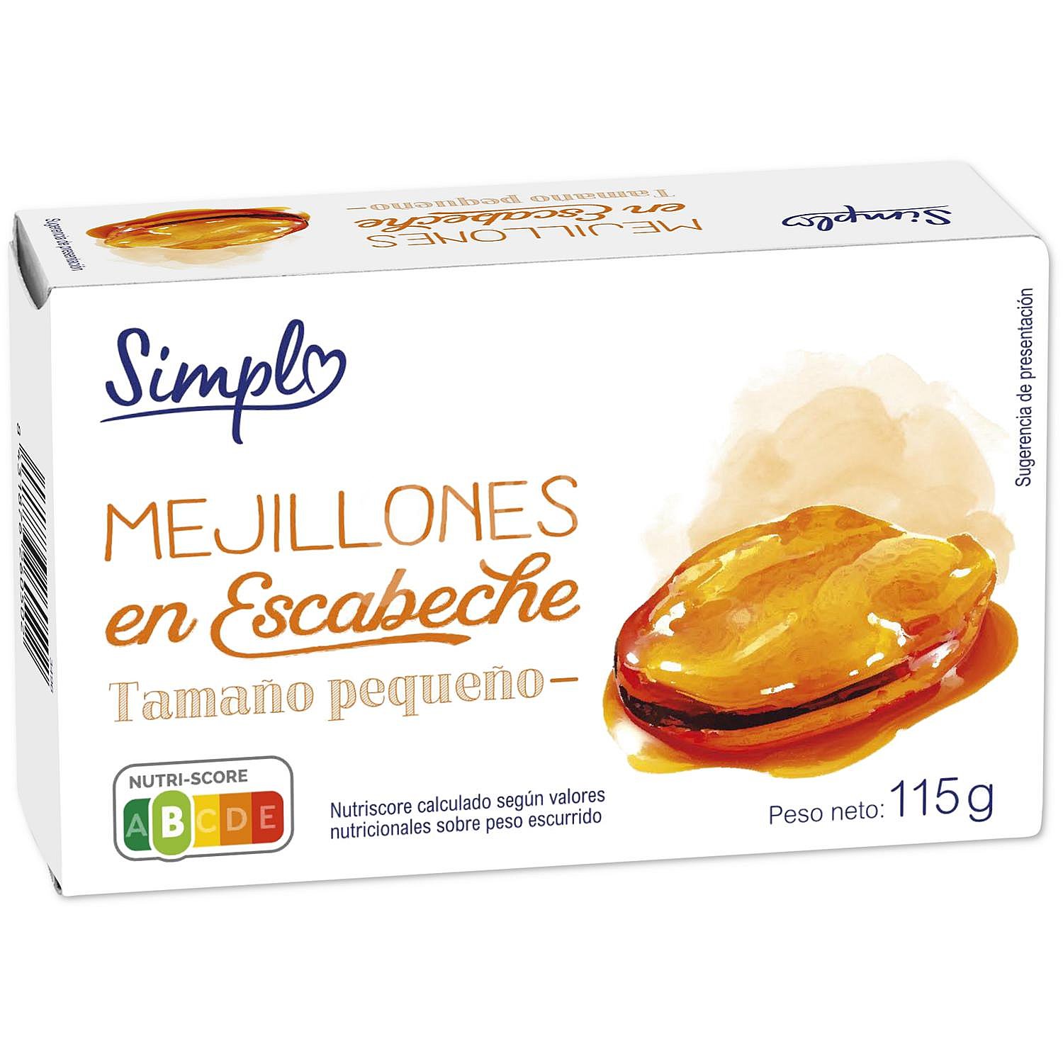 Mejillones en escabeche tamaño pequeño sin gluten