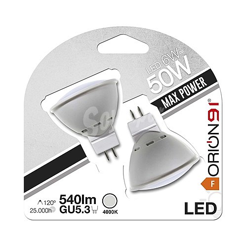 Bombillas Led GU5.3, 6W=50W, luz neutra 4000K, 540lm, sevenon