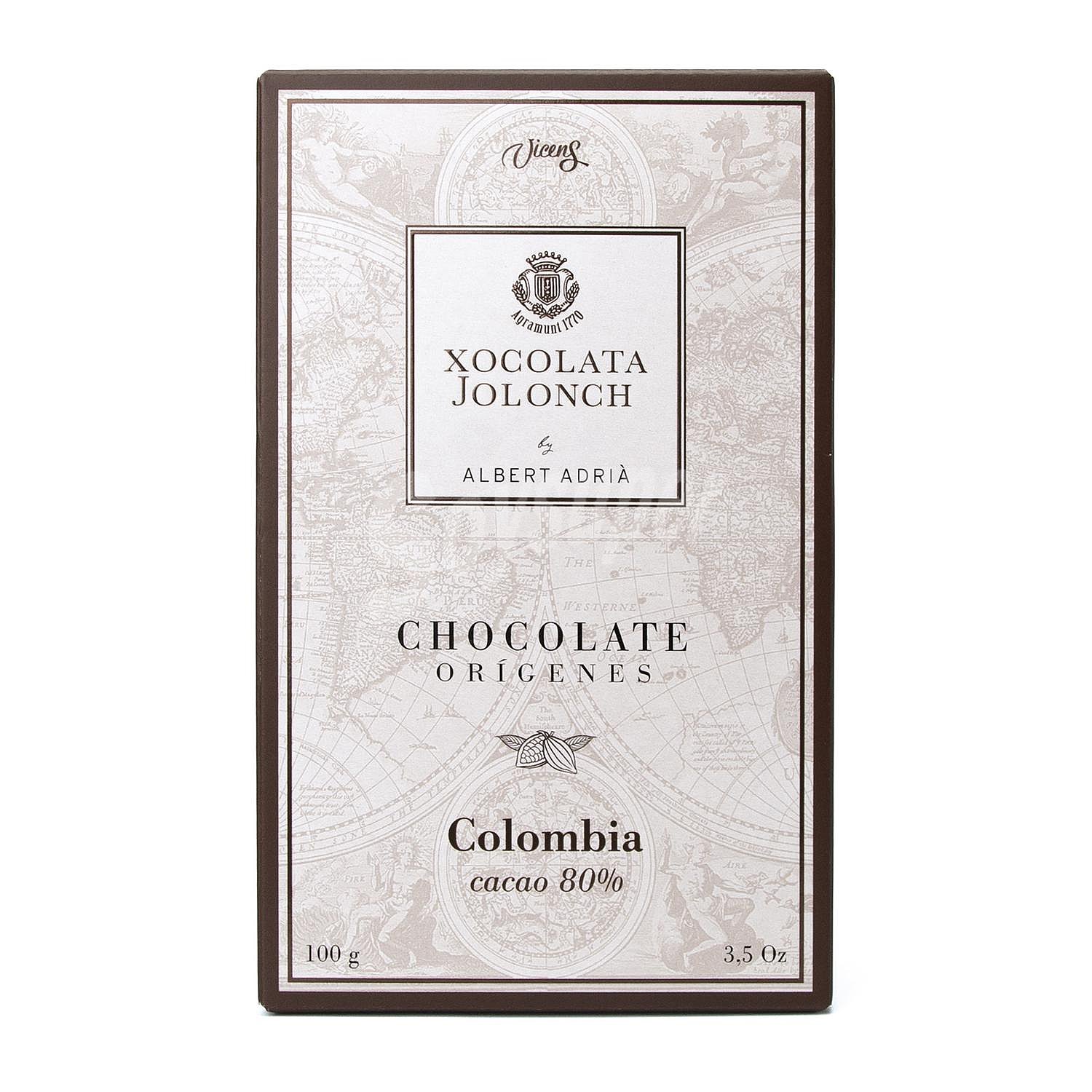 Chocolate negro 88% cacao origen Colombia Xocolata Jolonch