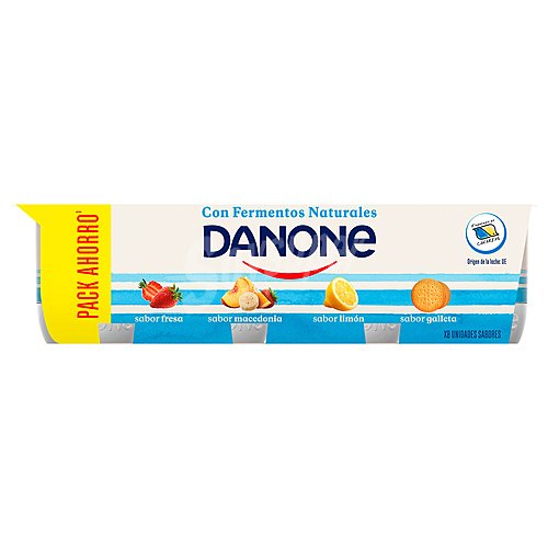 Danone Yogures con sabores variados (2 de fresa, 2 de macedonia, 2 de limón y 2 de galleta) danone