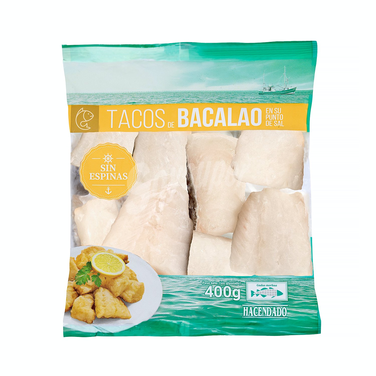 Tacos de bacalao sin espinas congelado