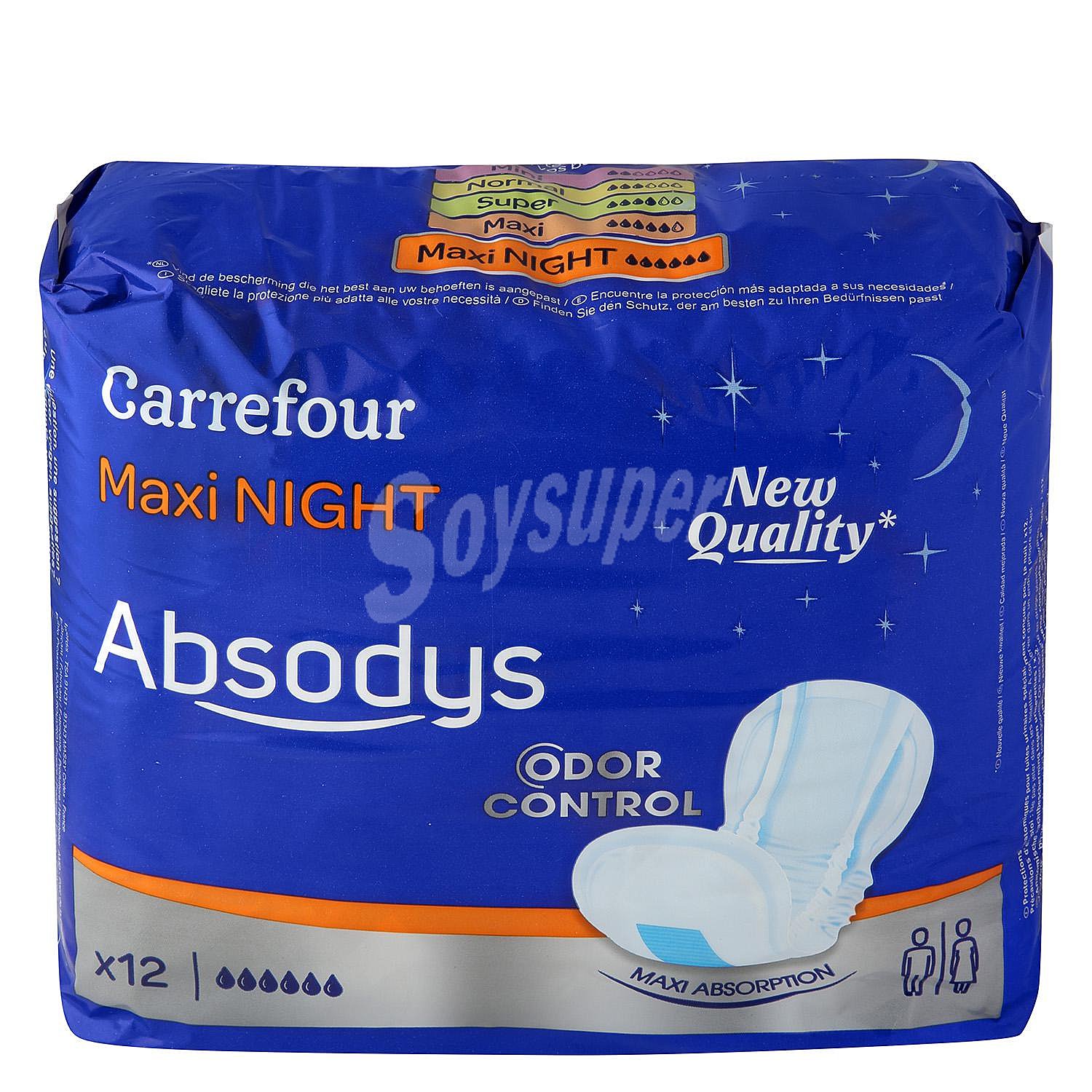 Compresas maxi noche Absodys Carrefour