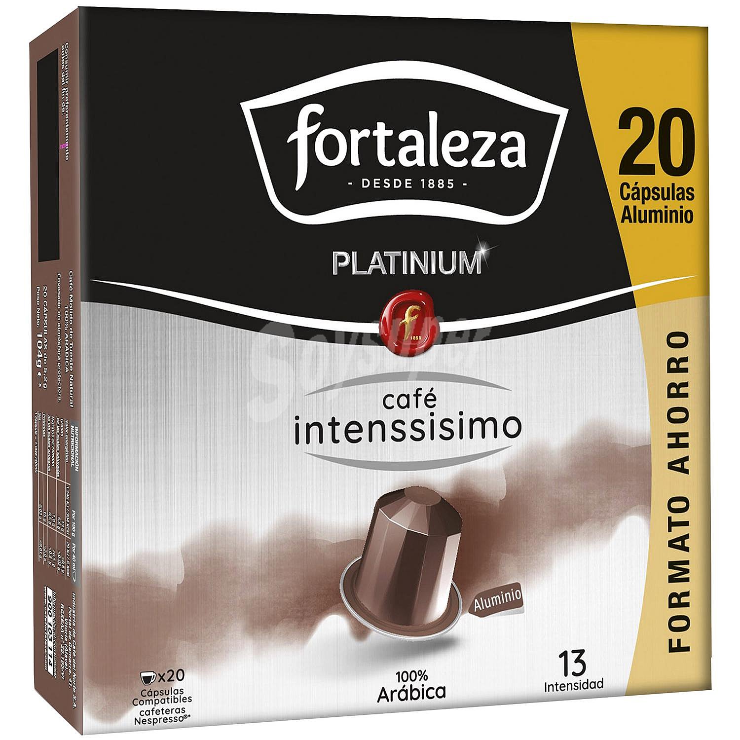 Café intenso en cápsulas Platinium Fortaleza compatible con Nespresso