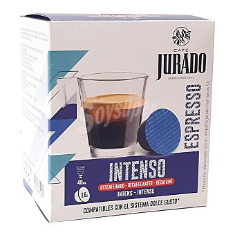 Café intenso descafeinado en cápsulas Jurado compatible con el sistema