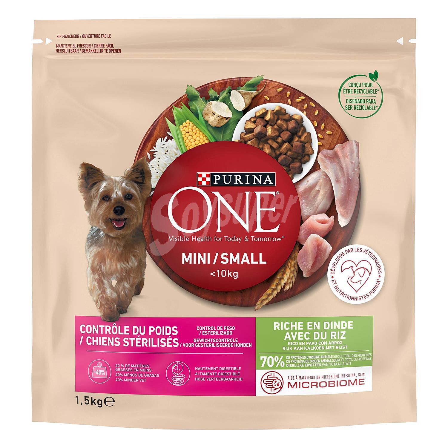 Pienso de pavo y arroz para perro mini Purina One Weigth