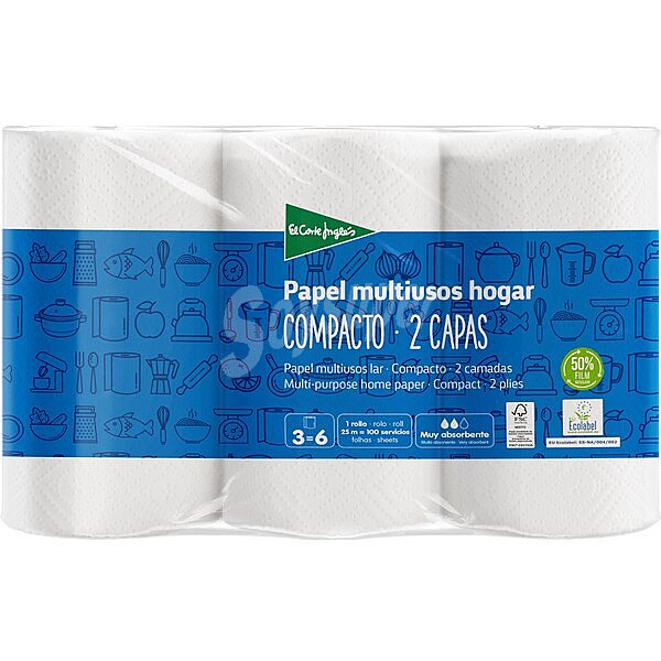 Papel de cocina blanco compacto 2 capas