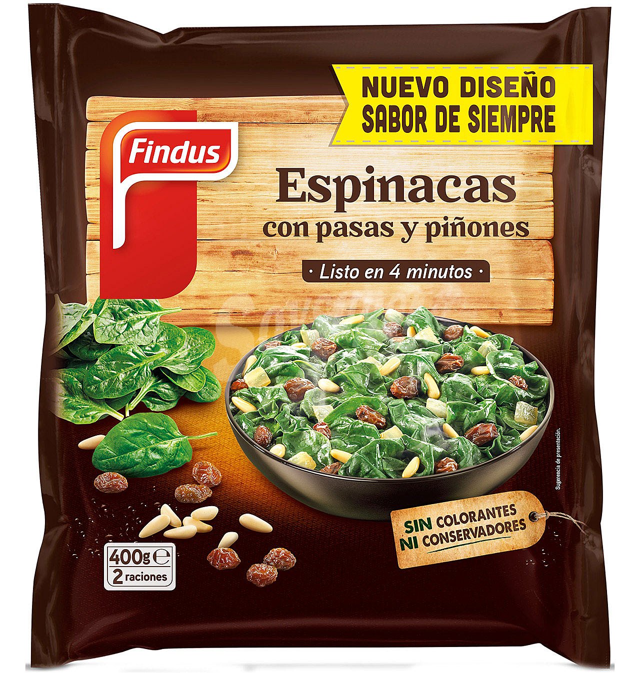 Espinacas pasas y piñones Findus-Verdeliss