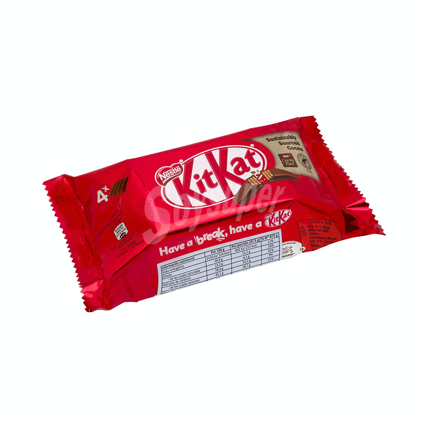 Chocolatina barrita kit kat (galleta cubierta chocolate con leche)