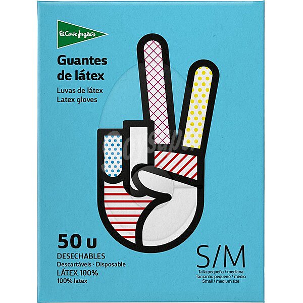 Guantes desechables de látex alta adaptabilidad talla pequeña-mediana caja 50 unidades