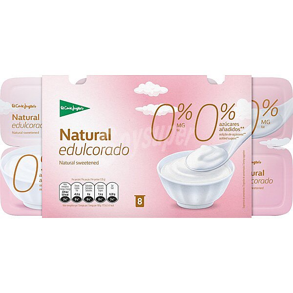 Yogur natural desnatado 0% m.g. edulcorado 0% azúcares añadidos