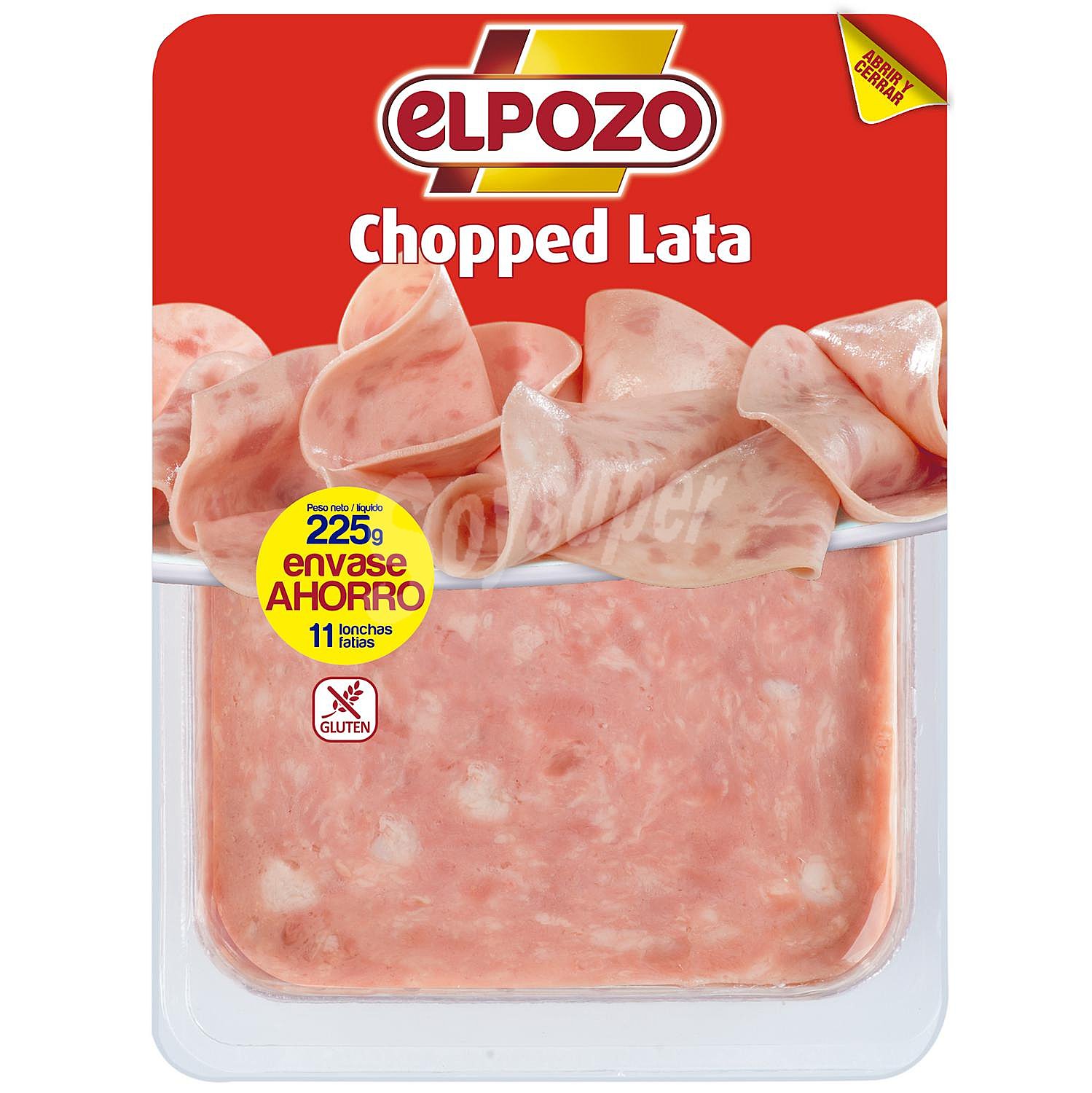 EL pozo Chopped pork de lata, de categoria extra, sin gluten y crotado en lonchas EL pozo