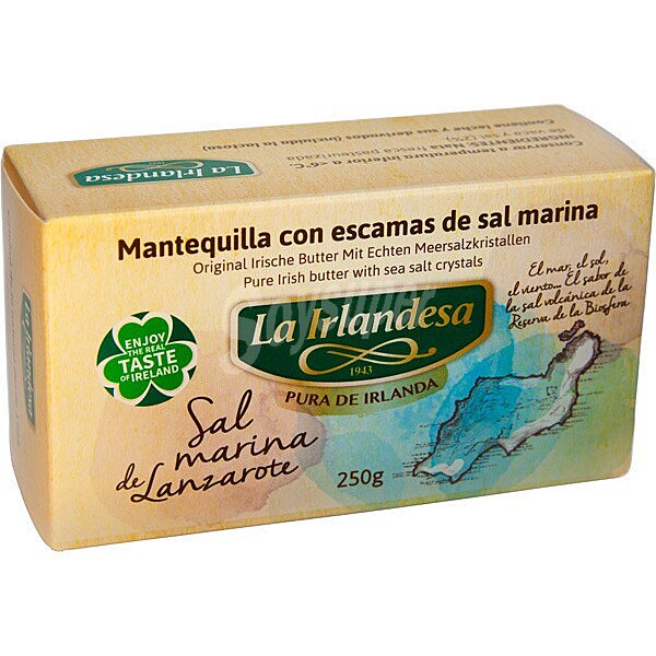 Pastilla de mantequilla pura de Irlanda con escamas de sal marina de Lanzarote