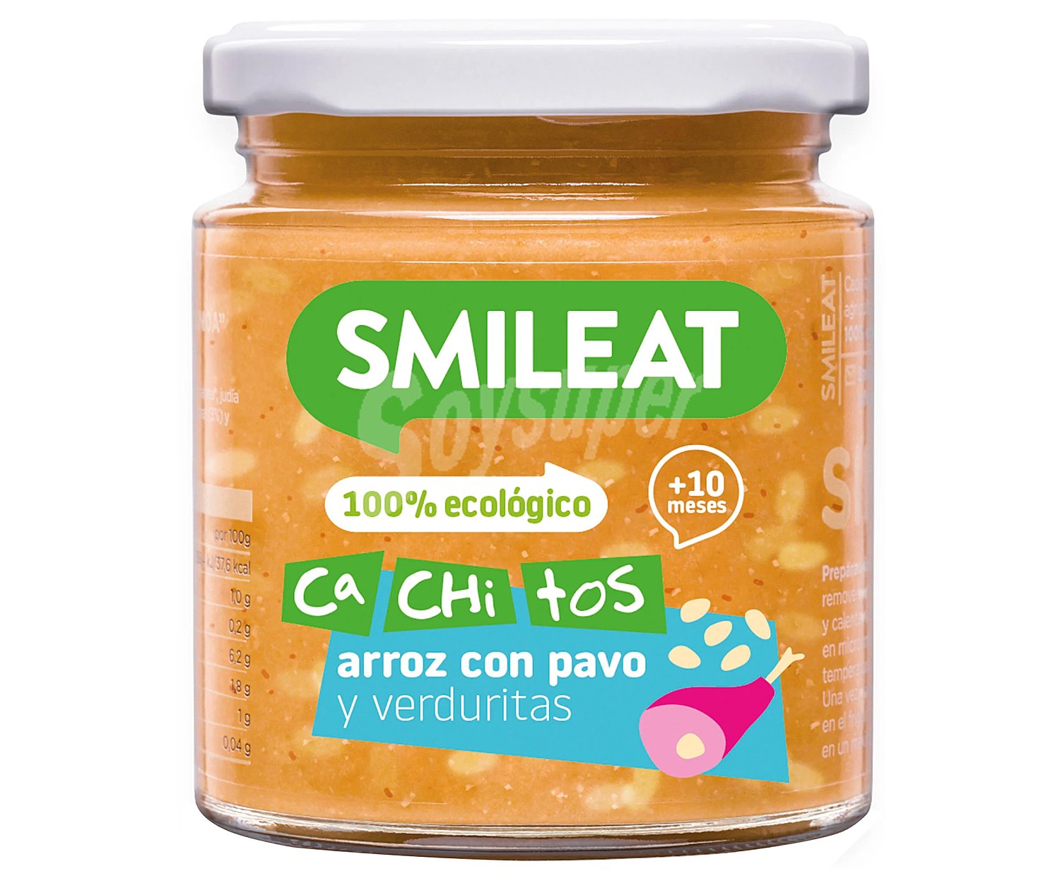 Smileat Tarrito de arroz con pavo y verduritas, a partir de 10 meses smileat Cachitos