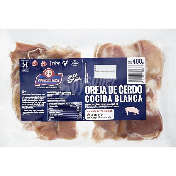 Oreja de cerdo cocida blanca bipack 