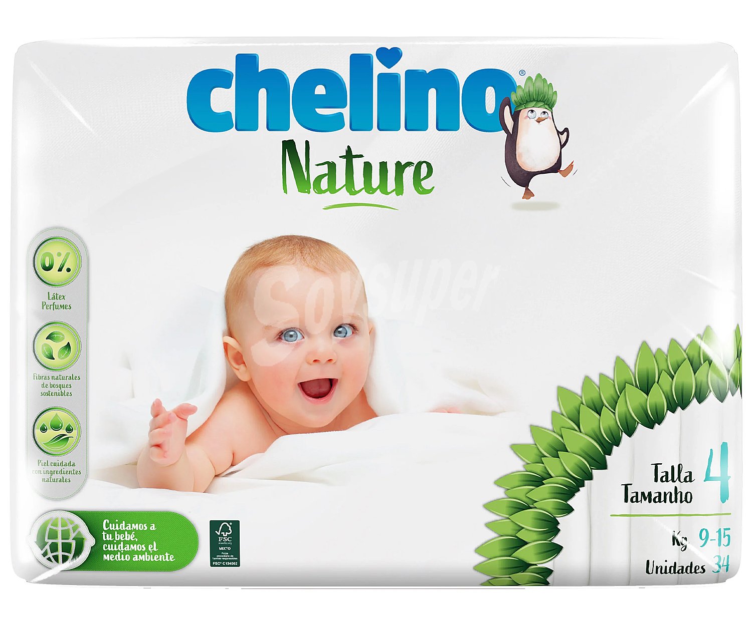 Chelino Pañales talla 4 para bebés de 9 a 15 kilogramos chelino Nature