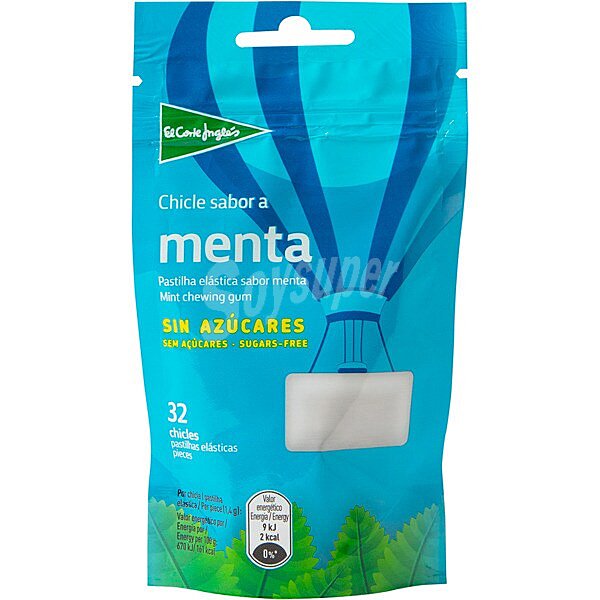 chicles con sabor a menta sin azúcar y sin gluten bolsa 45 g