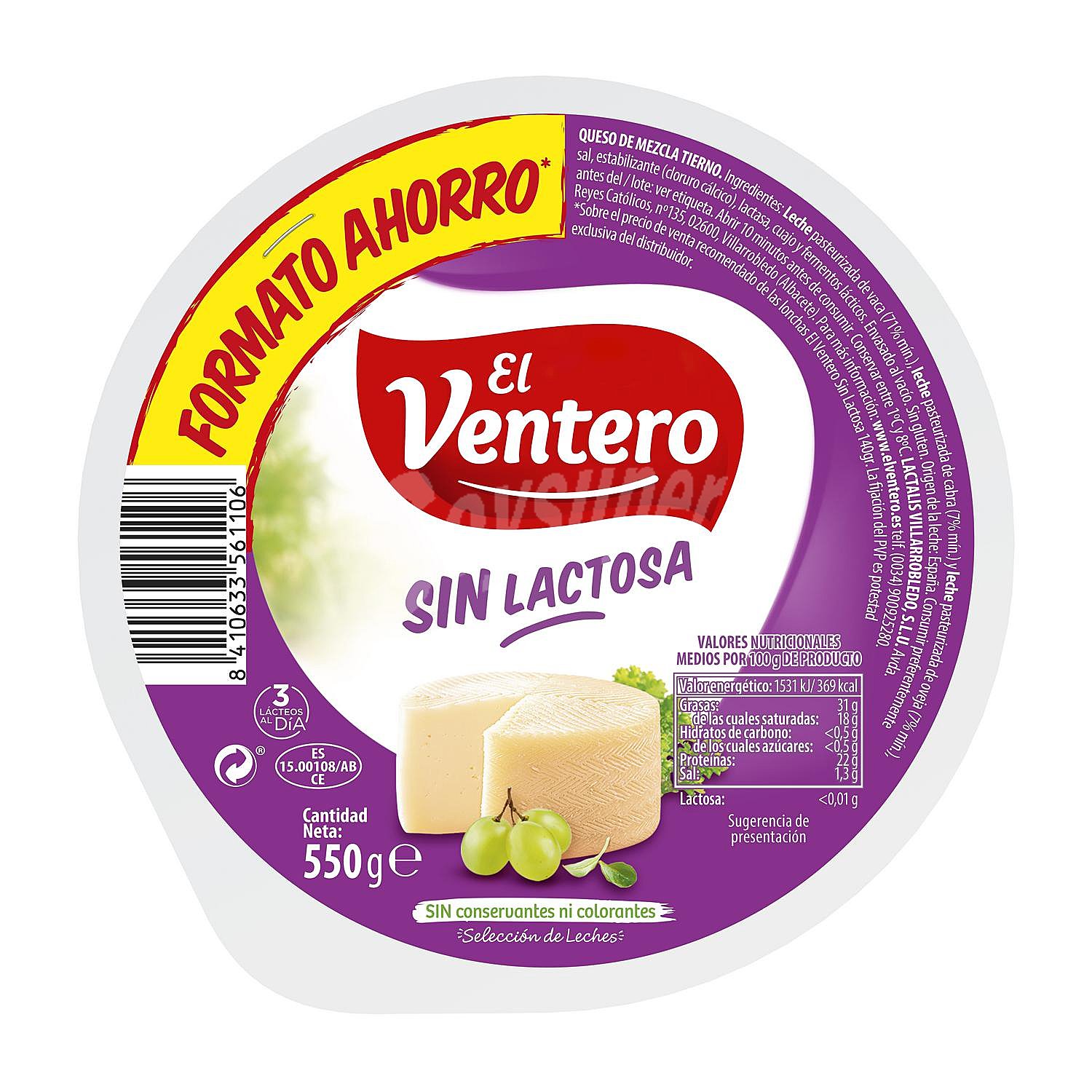 Queso de mezcla tierno sin lactosa