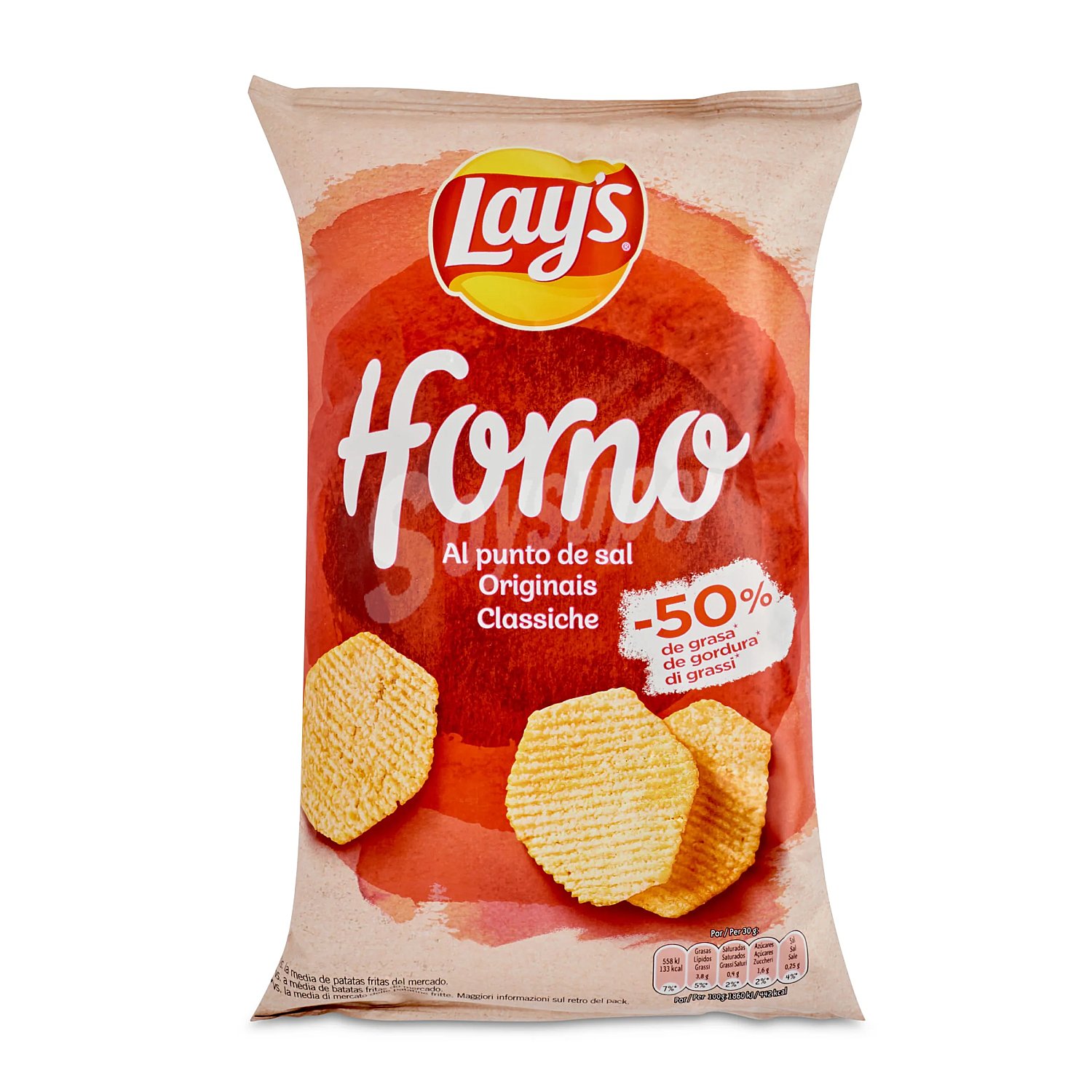 Patatas horneadas onduladas al punto de sal lay's IL forno