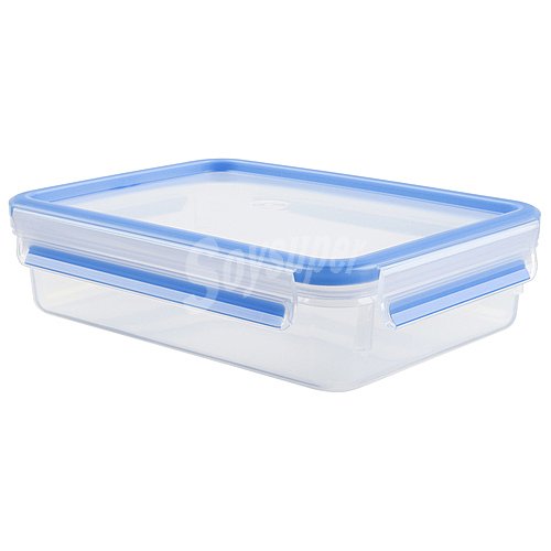 Recipiente rectangular de plástico con cierre hermértico de clip para alimentos, , Masterseal tefal