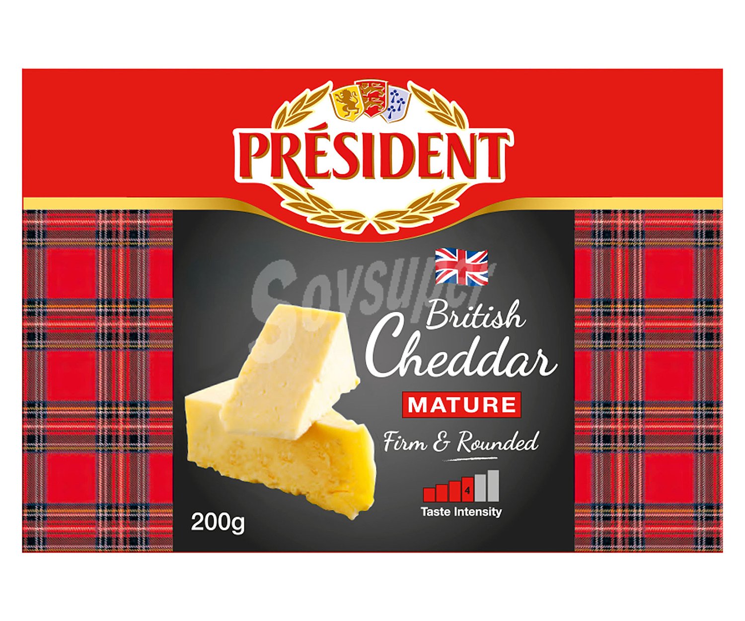 Queso Cheddar blanco maduro président 200 g.