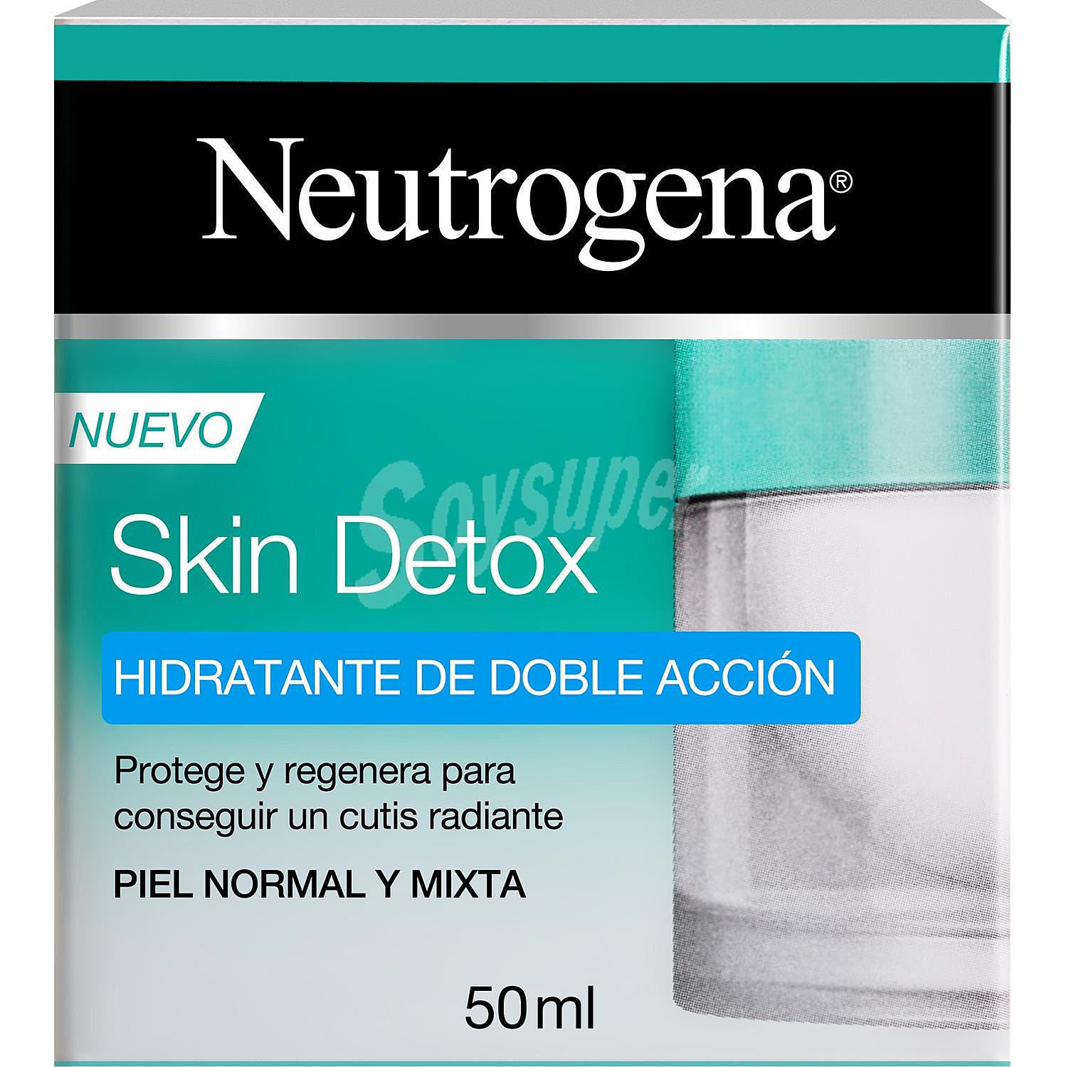 Crema facial hidratante de doble acción, para pieles normales a mixtas skin detox