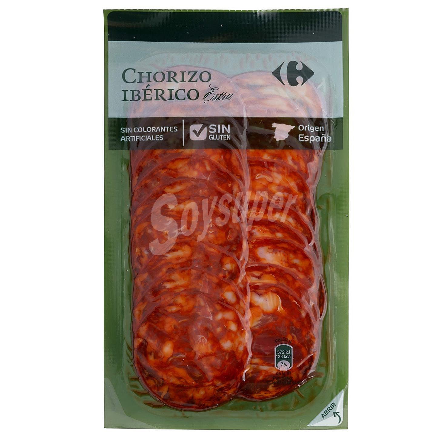 Chorizo Ibérico extra en lonchas Carrefour sin gluten