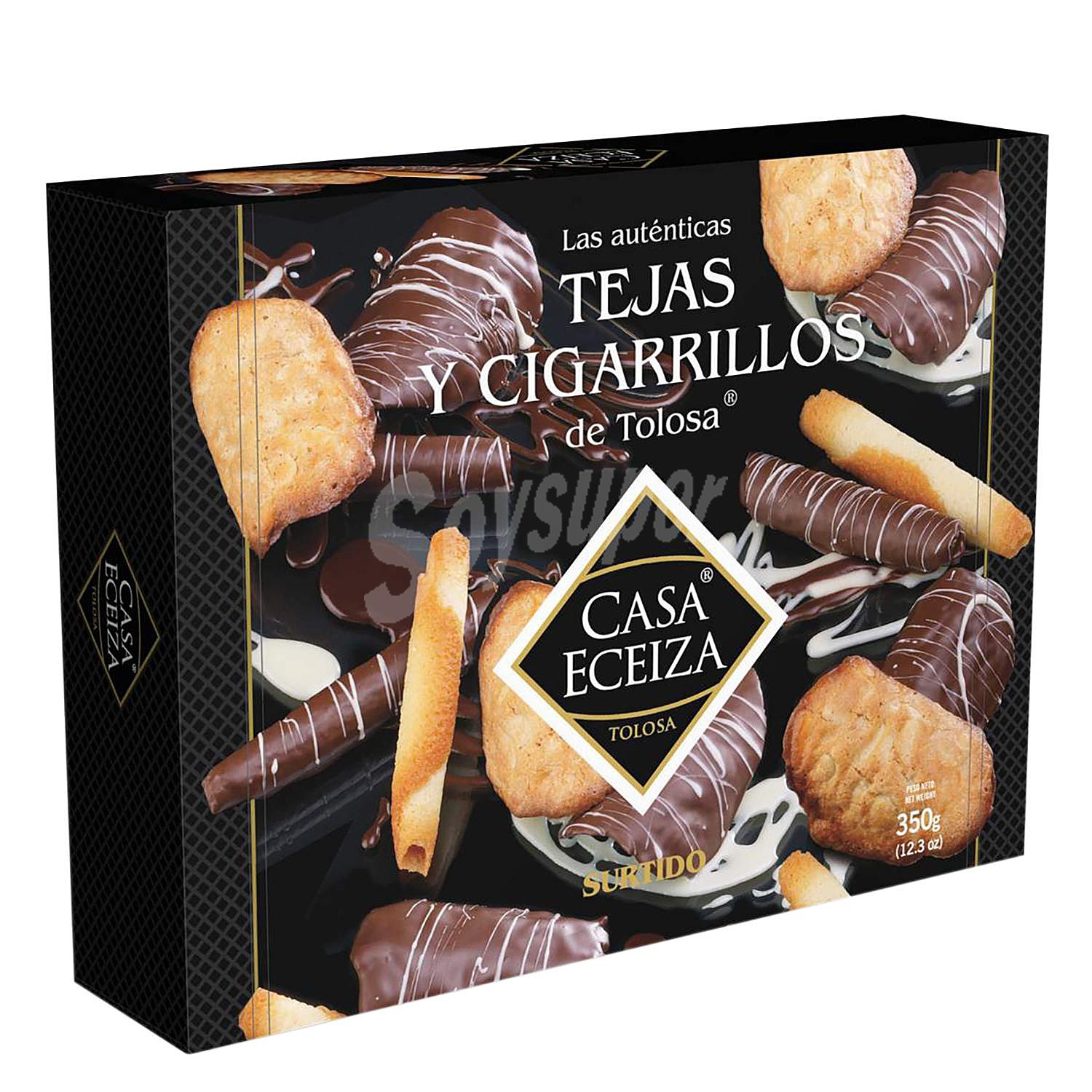 Surtido de tejas y cigarrillos de Tolosa bañados en chocolate