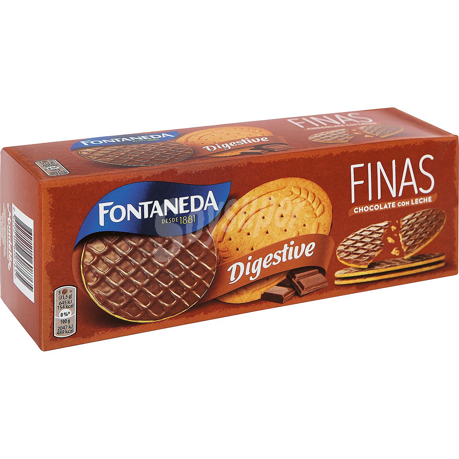 Galletas digestive finas con chocolate con leche