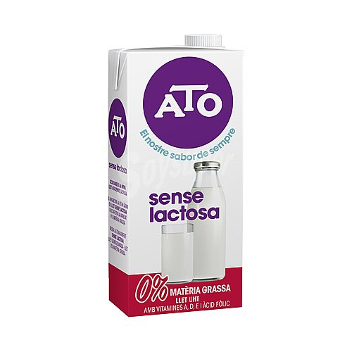 ATO Leche de vaca desnatada (0% materia grasa) y sin lactosa ATO