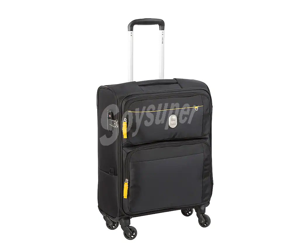 Maleta de cabina 4 ruedas slim, flexible y de color negro, 55cm. delsey