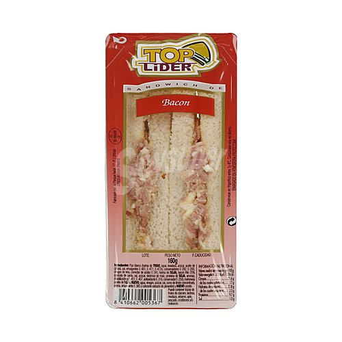 TOP lider Sandwich de pan blanco con bacon y huevo cocido TOP lider