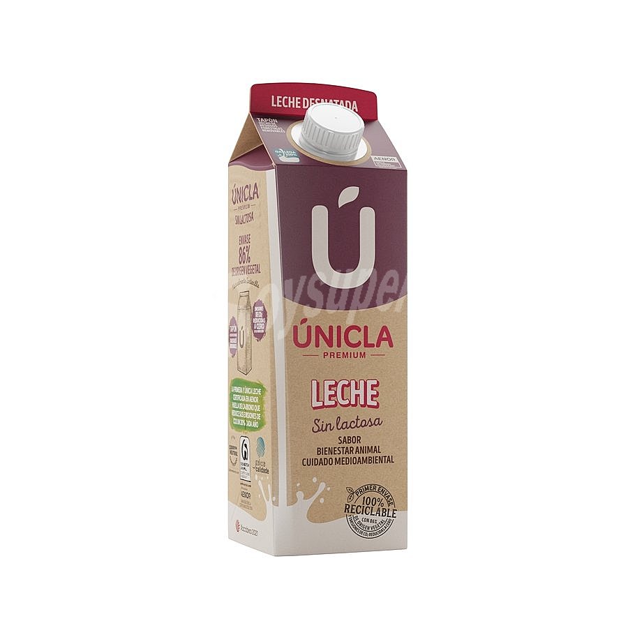 Leche de vaca desnatada, sin lactosa y de origen 100% gallega