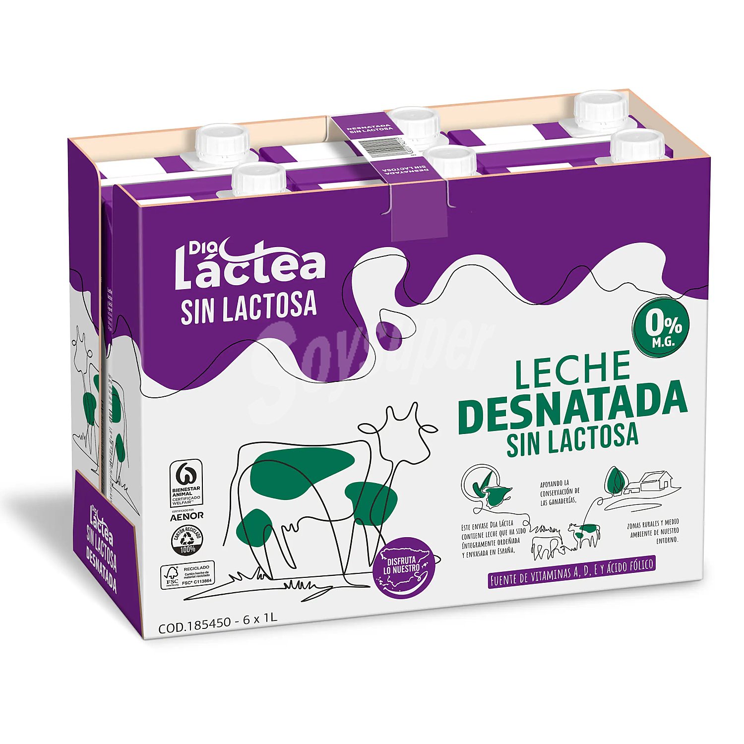 Leche desnatada sin lactosa Dia Láctea brik