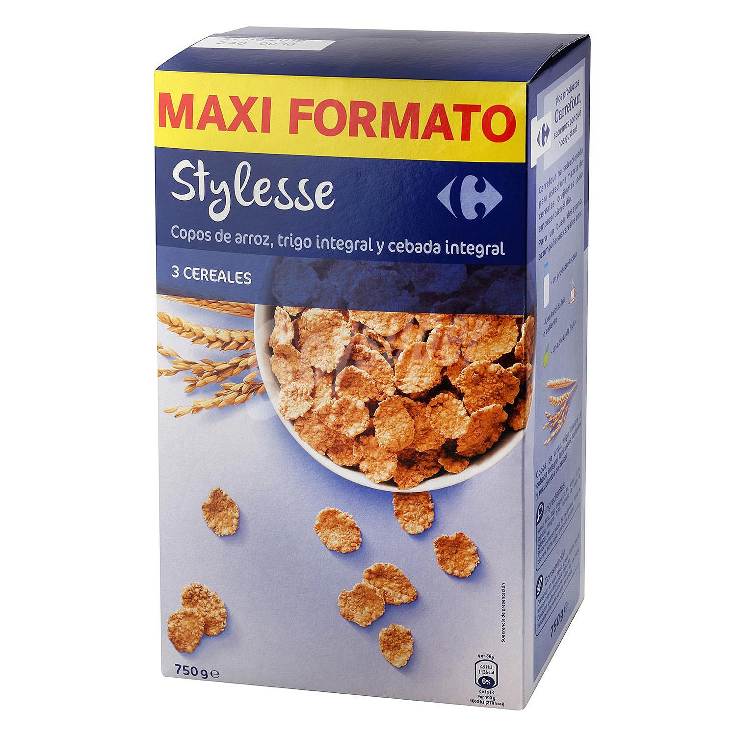 Copos de arroz, trigo integral y cebada integral Stylesse Carrefour