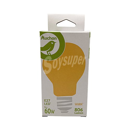 Bombilla Led E27, 9W=60W, luz cálida, 806lm, producto alcampo