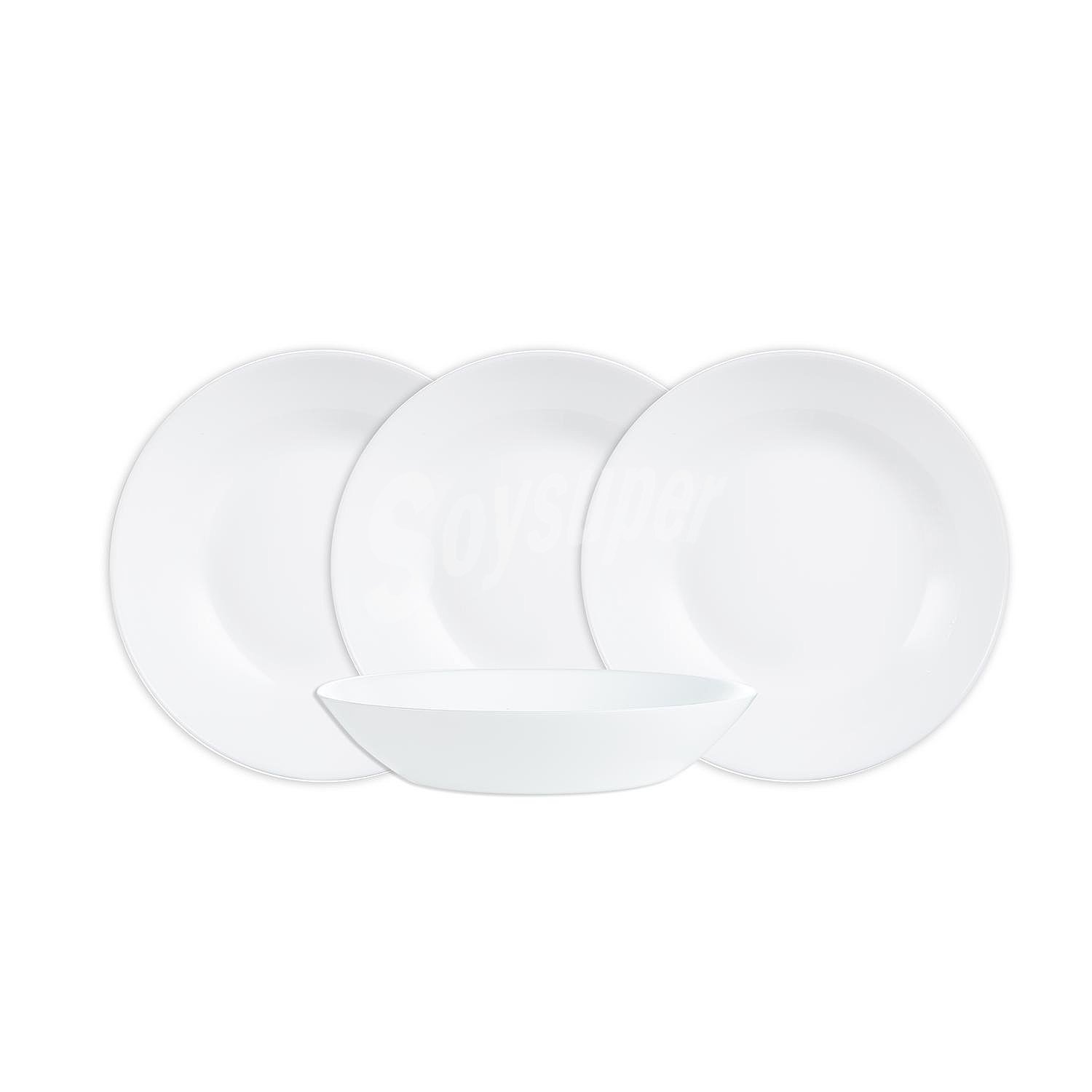 Set de 4 Platos Hondos Vidrio Templado luminarc Diwali 20 cm - Blanco