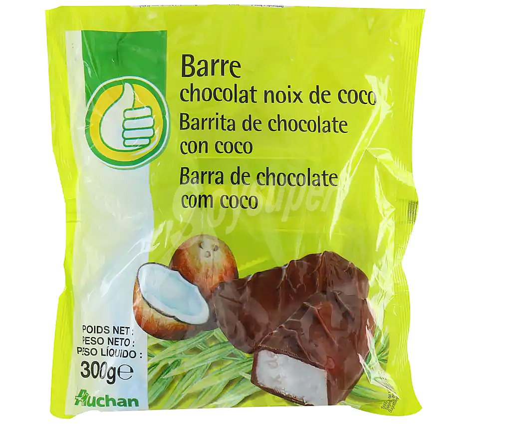 Producto económico alcampo Barritas de chocolate rellenas de coco producto económico alcampo