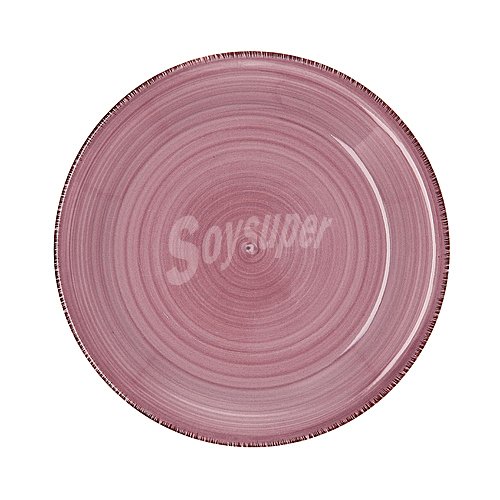 Plato postre de loza de 19cm. diseño en color rosa con espirales, Peoni Vita, quid