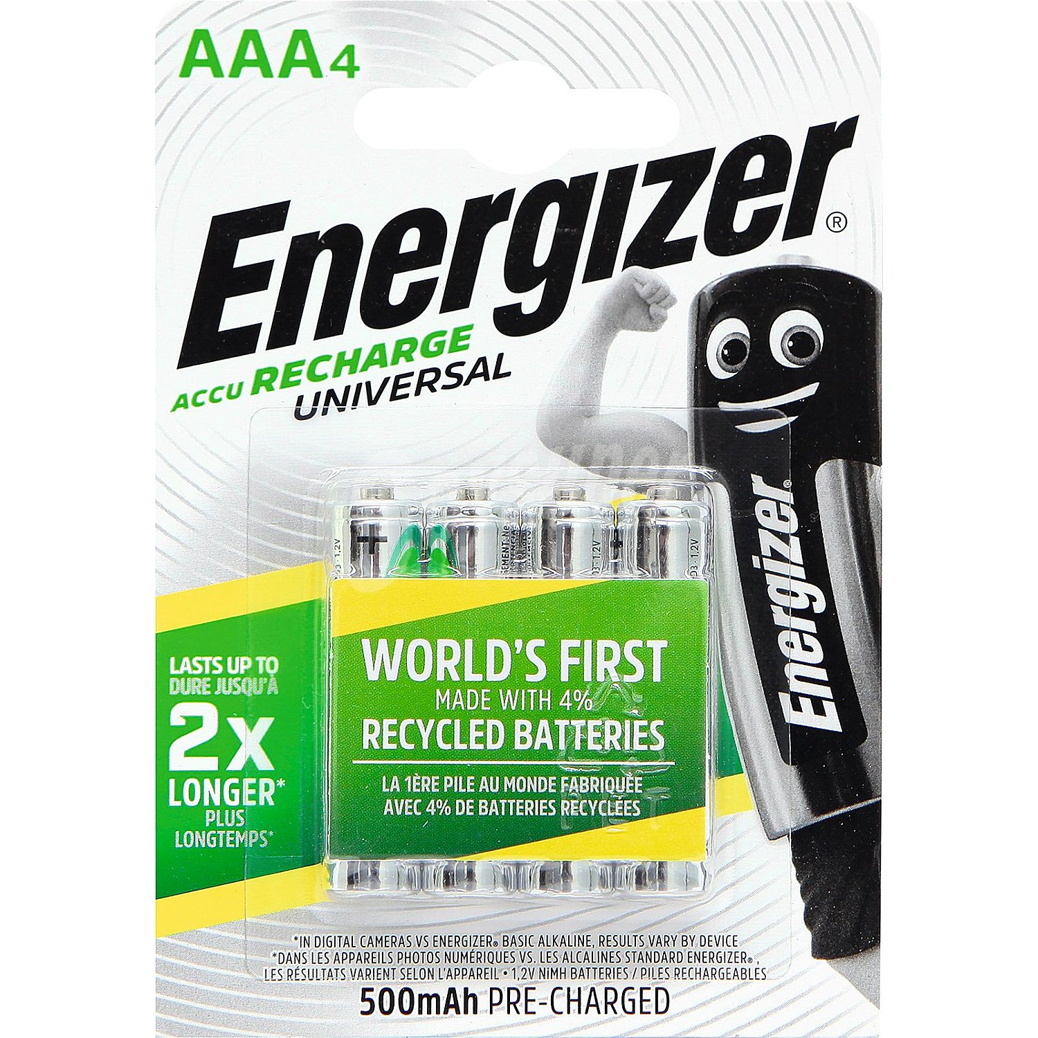 Pilas recargables aaa, ni-mh, HR03, energizer, 500 mAh