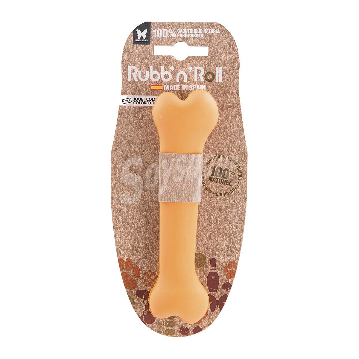 Rubb 'n' Roll hueso mordedor para perros color naranja tallas