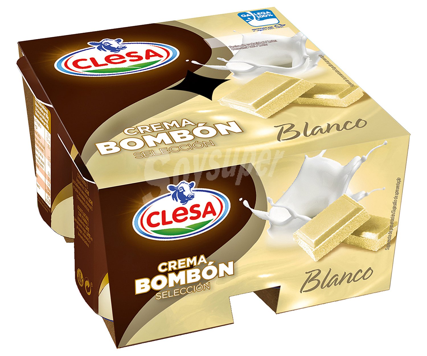 Crema bombón de chocolate blanco elaborada con leche gallega 100% selección