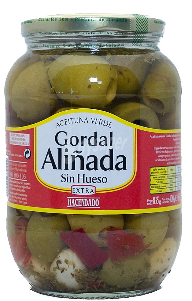 Aceituna gordal aliñada sin hueso