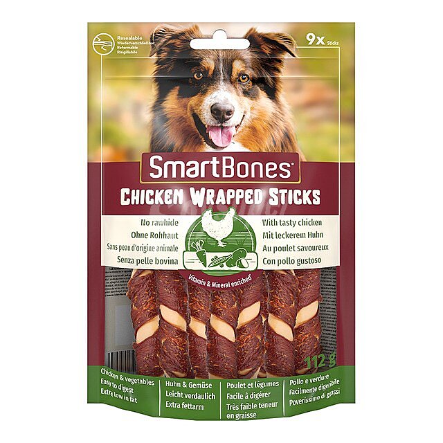 Chicken Wrapped Sticks snack para perros adultos minis pollo y verduras