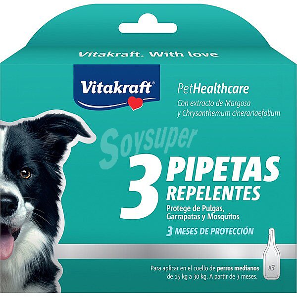 Pipeta repelente con extracto de margosa para perros