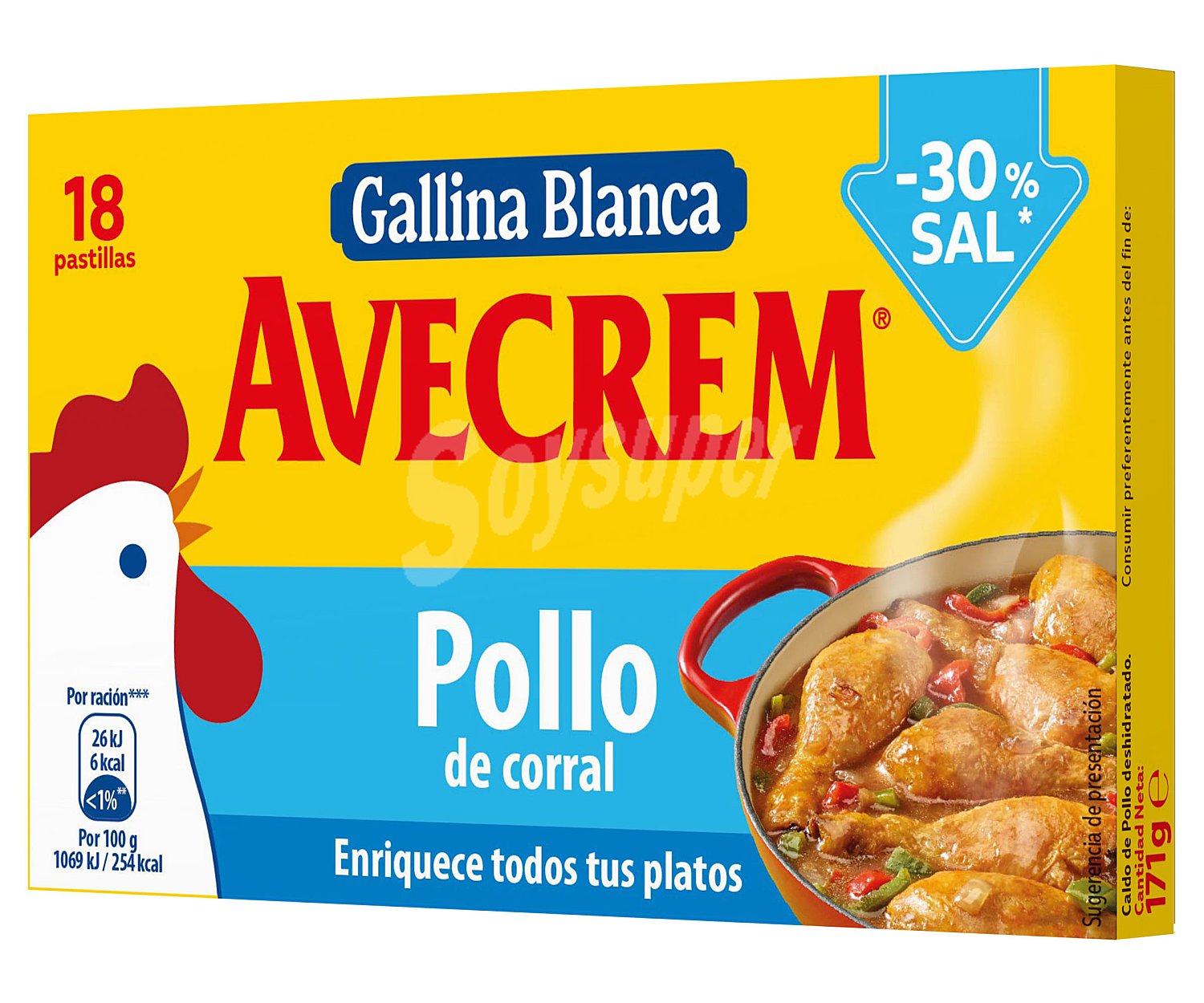 Avecrem Caldo de pollo con contenido reducido en sal avecrem 18 x 9,5 G