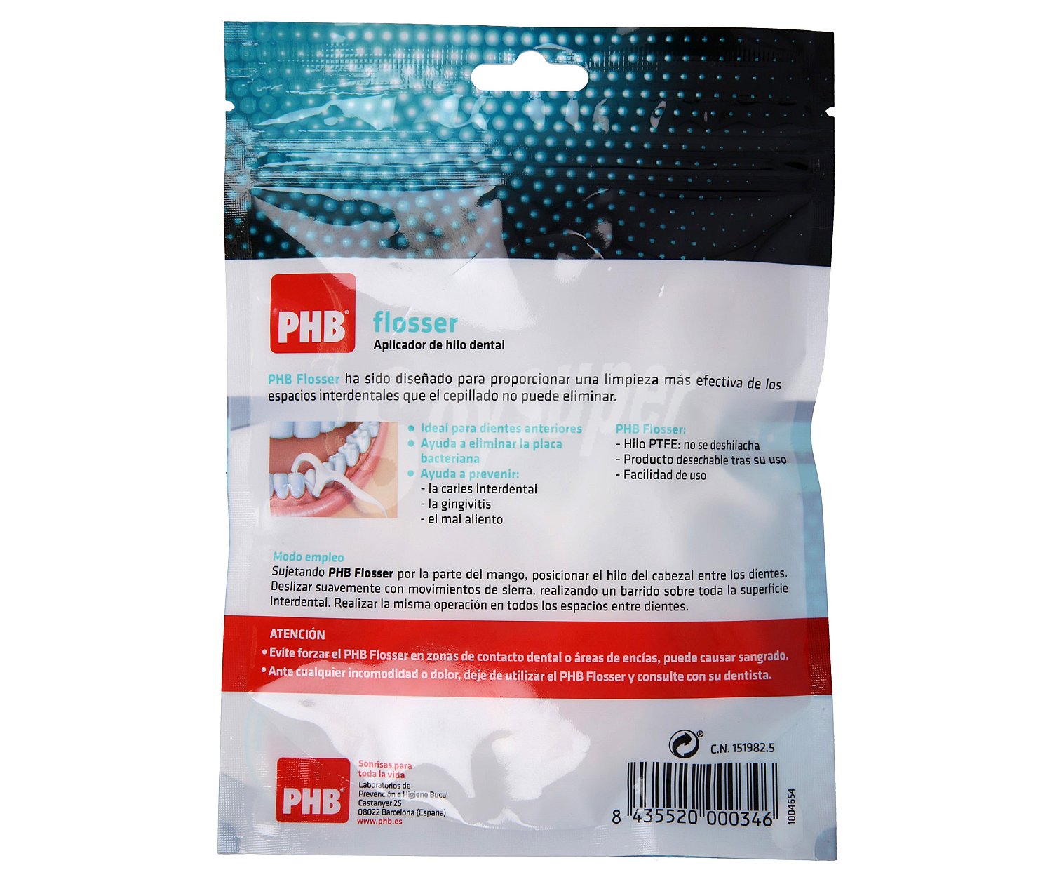 PHB Aplicador de hilo dental, especial para dientes anteriores PHB Flosser