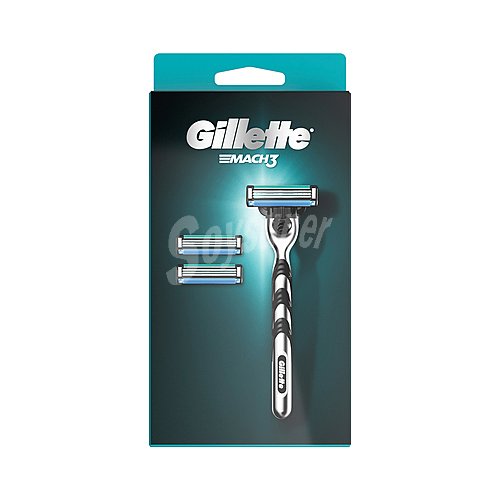 Gillette Máquina de afeitar, con cabezal basculante de 3 hojas y 2 recambios gillette Mach 3