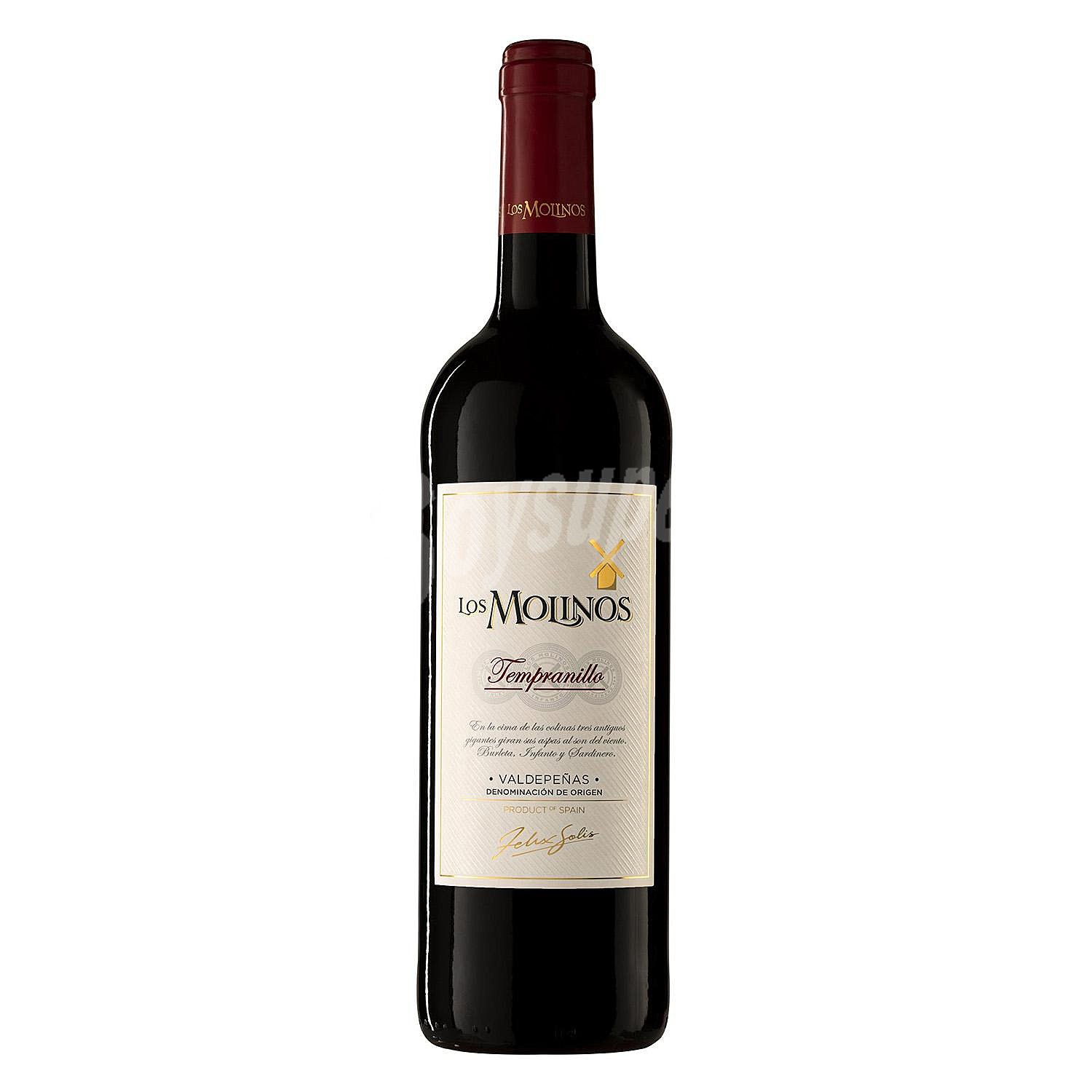 Vino tinto con denominación de origen Valdepeñas LOS molinos