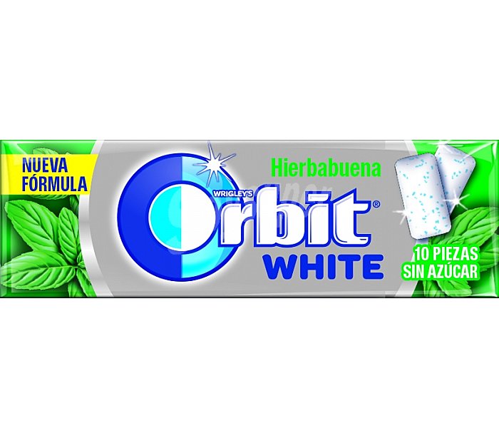 Orbit Chicles sabor a hierbabuena sin azúcar orbit white paquete 10 grageas