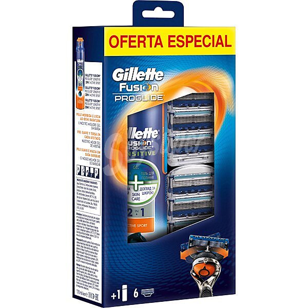 Pack con recambio de maquinilla de afeitar + gel de afeitar Sensitive 2 en 1 de regalo